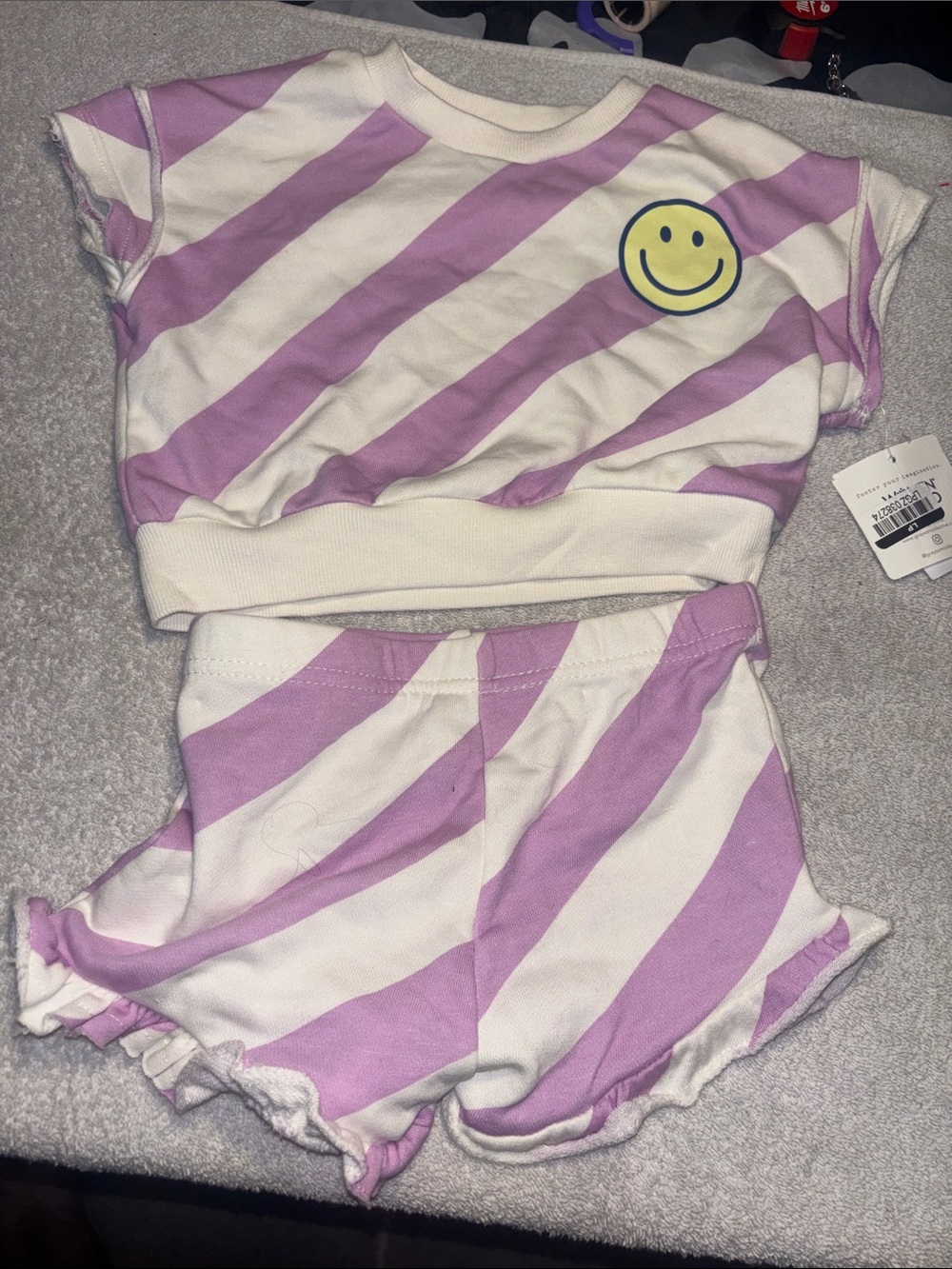 Girls' Lavender & Cream Smiley Two-Piece Matching Set